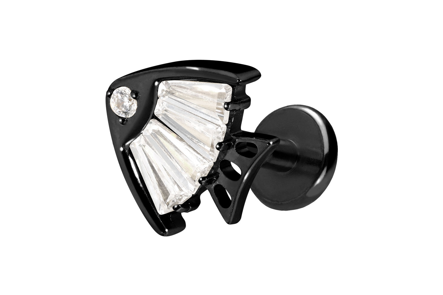 Titan Labret Piercing mit Push Fit KRISTALLFISCH